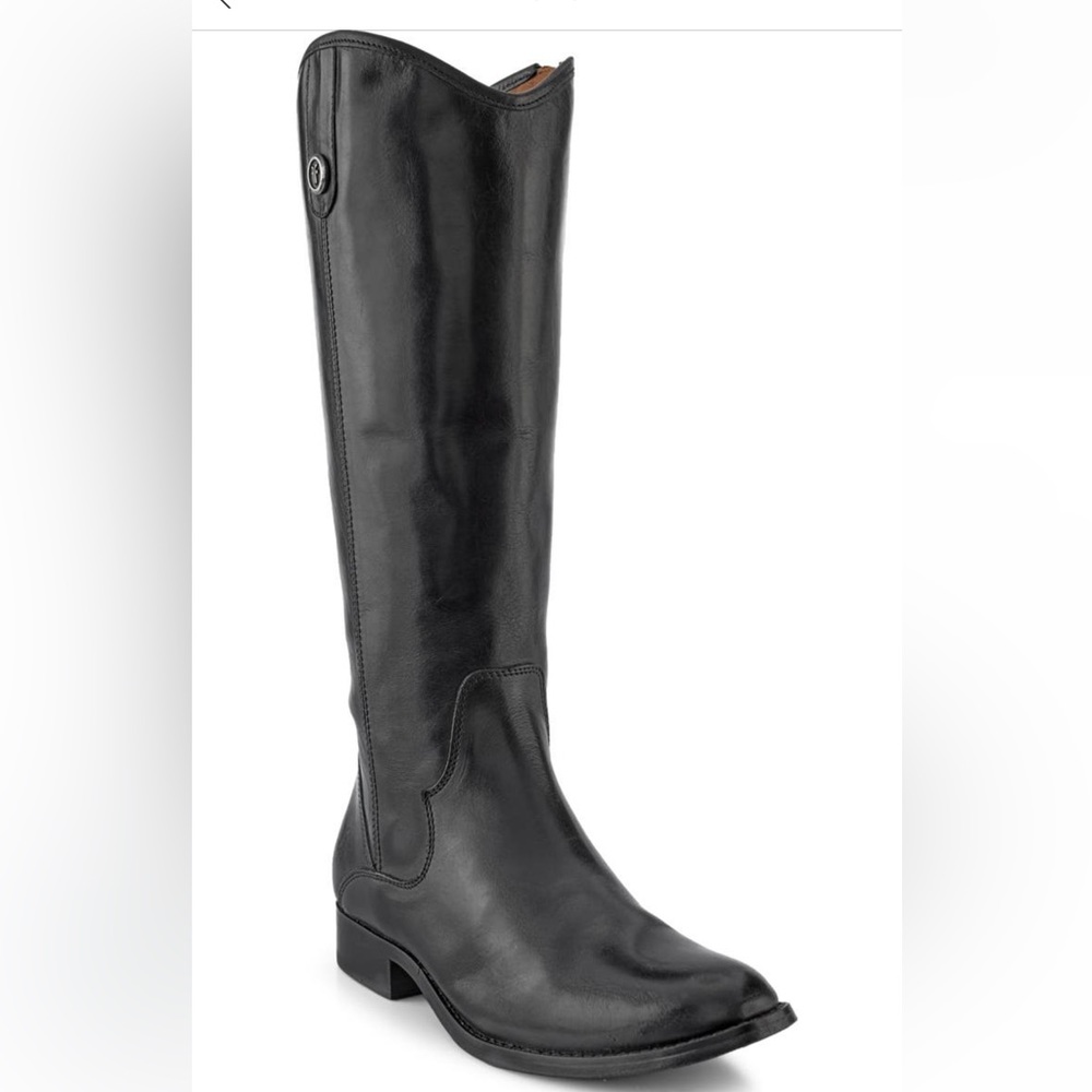Frye Black Leather Knee-High Melissa Button Boots with Box